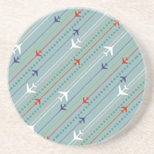 Retro Aeroplane Pattern Marble Sandstone Coaster