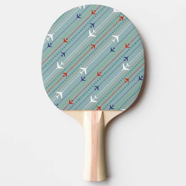 Retro Aeroplane Pattern Ping Pong Paddle (Front)