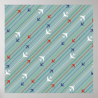 Retro Aeroplane Pattern Poster