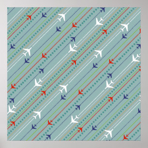 Retro Aeroplane Pattern Poster