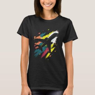 Retro aeroplane pilot aviation splash aeroplane pi T-Shirt