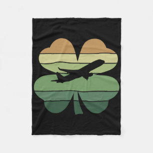 Retro Aeroplane Pilot Shamrock Patricks Day Womens Fleece Blanket