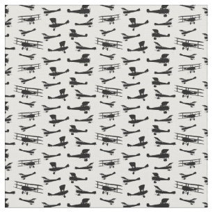Retro Aeroplane Silhouettes Vintage Aircraft Fabric