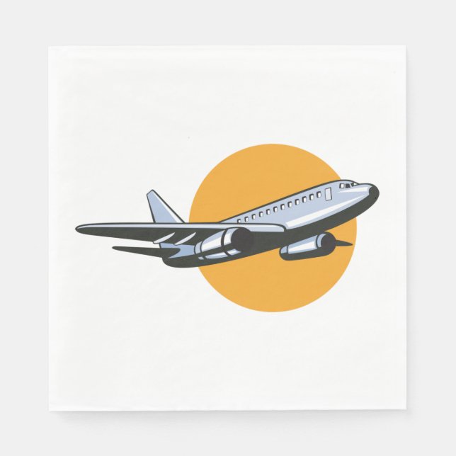 Retro Aeroplane Vintage Jet Travel Art Design  Napkin (Front)