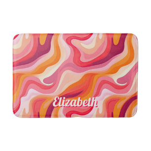 Retro Aesthetic Abstract Pattern with Name Bath Mat