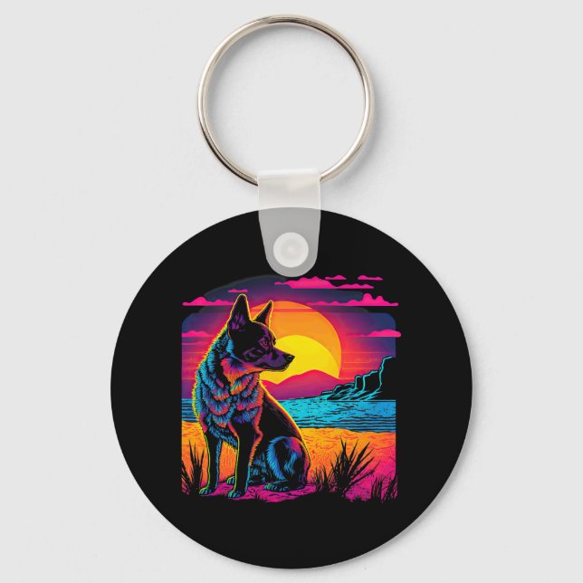 Retro Aesthetic Australian Cattle dog 17 Key Ring (Front)
