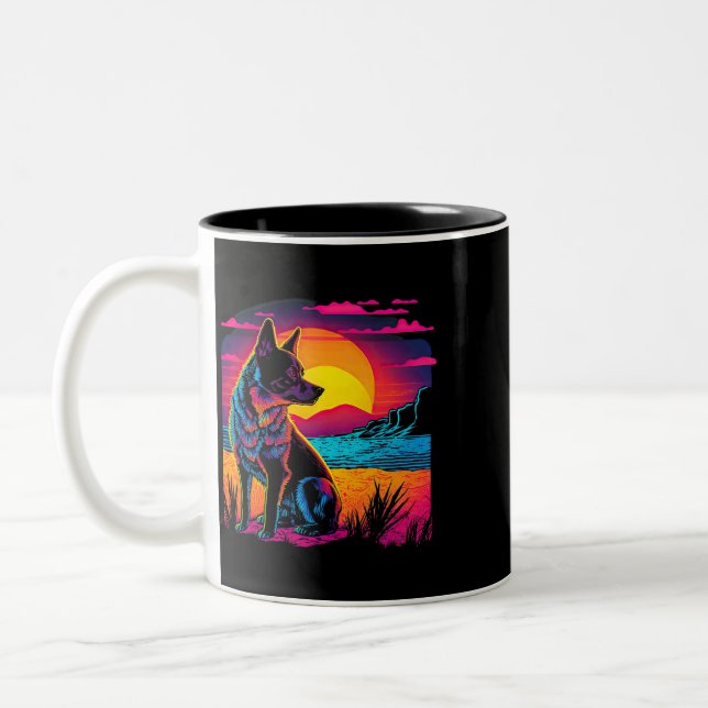 Retro Aesthetic Australian Cattle dog 17 Two-Tone Coffee Mug (Left)