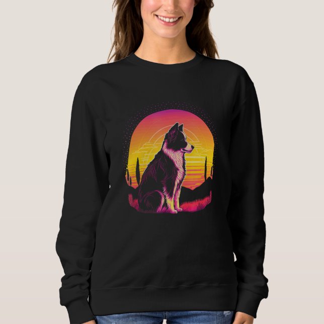 Retro Aesthetic Border Collie dog Sweatshirt (Front)