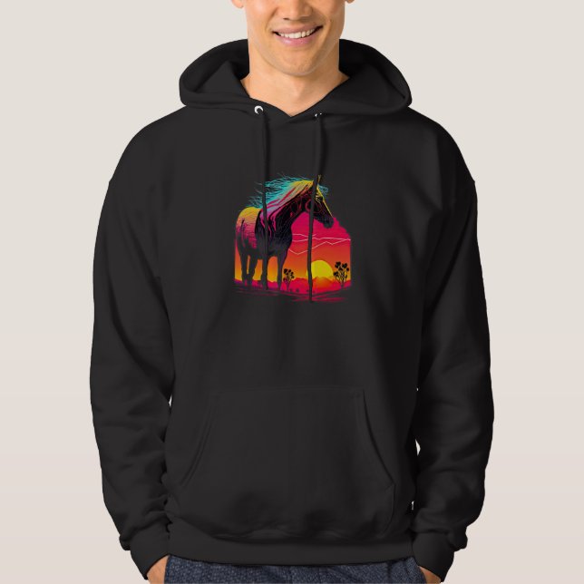 Retro Aesthetic Horse Hoodie (Front)
