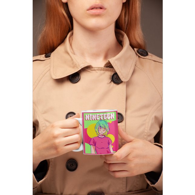 Retro Aesthetic Nineteen Vibrant Anime-Inspired  Coffee Mug (Creator Uploaded)