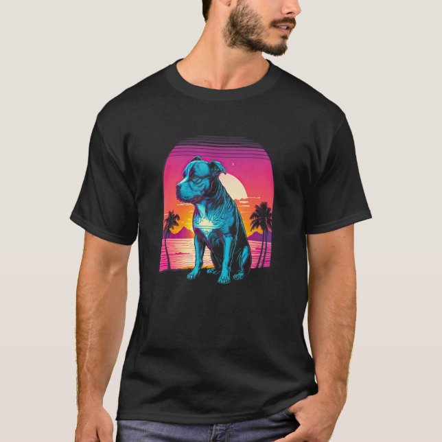 Retro Aesthetic Pit Bull Dog T-Shirt (Front)