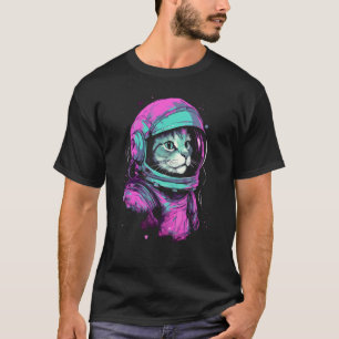 Retro Aesthetic  Space Galaxy Cat  Cool Astronaut  T-Shirt