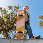 Retro Aesthetic Striped Pattern Pink Rust Orange Skateboard<br><div class="desc">Stand out at the skatepark with this retro-inspired skateboard deck featuring wide diagonal stripes in warm pastel tones of pink,  tan,  and golden brown. A perfect blend of style and personality for skaters who love bold,  vintage design with a modern twist.</div>
