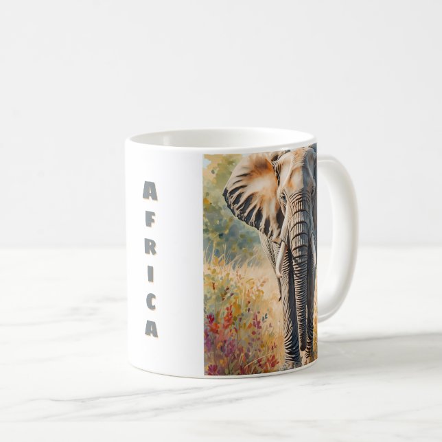 Retro African Elephant Scenic Coffee Mug (Front Right)