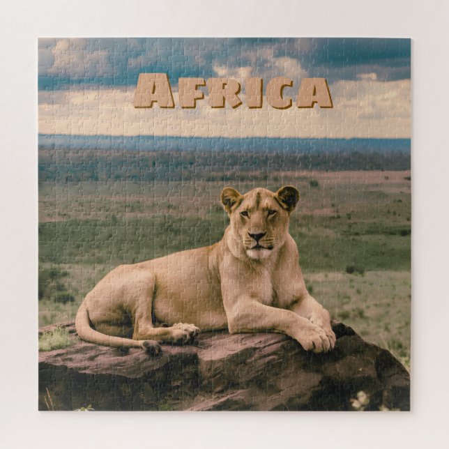 Retro African Lion Scenic Jigsaw Puzzle (Vertical)