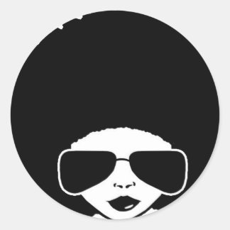 retro Afro girl Classic Round Sticker