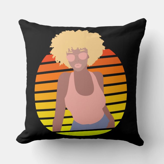 RETRO AFRO QUEEN - AFRO AMERICAN QUEEN  CUSHION (Front)