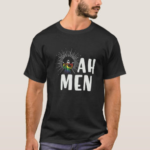 Retro Ah Men Jessus Rainbow  Lgbtq Gay Pride Chris T-Shirt