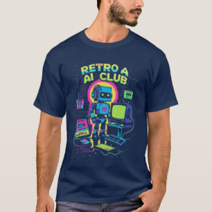 Retro AI Club – 90s Robot Pixel Art T-Shirt