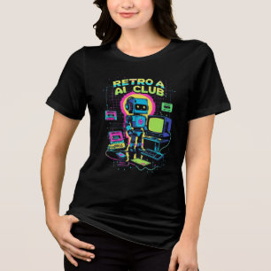 Retro AI Club – 90s Robot Pixel Art T-Shirt Tri-Blend Shirt