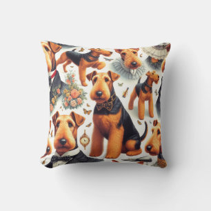 Retro Airedale Terrier Seamless Cushion