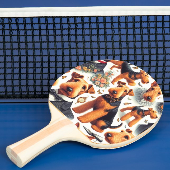 Retro Airedale Terrier Seamless Ping Pong Paddle (Insitu)