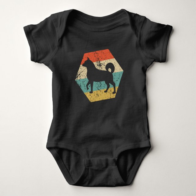 Retro Akita Inu Dog Silhouette Baby Bodysuit (Front)