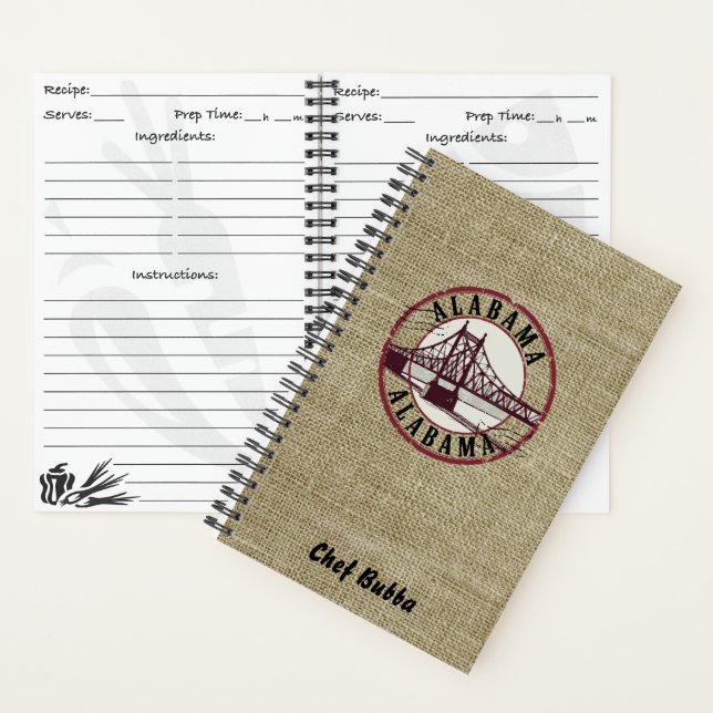  Retro Alabama Bridge Stamp Personalised Recipe Notebook (Inside)