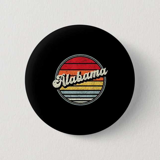 Retro Alabama Home State Cool 70s Style Sunset Men 6 Cm Round Badge (Front)