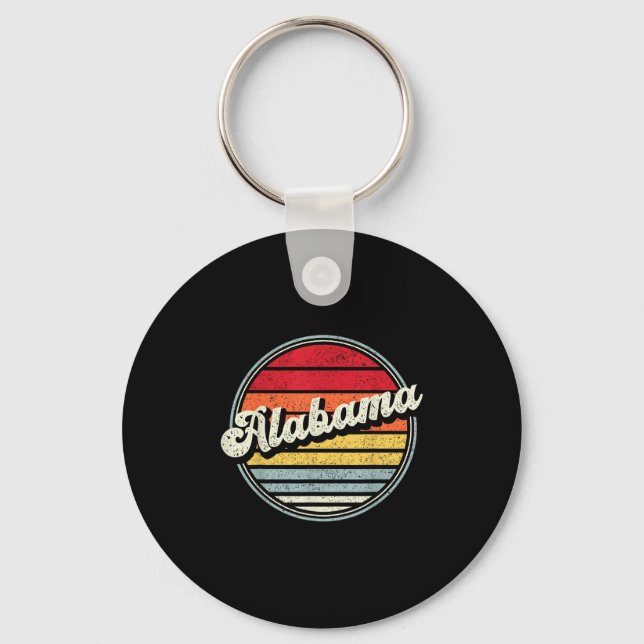 Retro Alabama Home State Cool 70s Style Sunset Men Key Ring (Front)