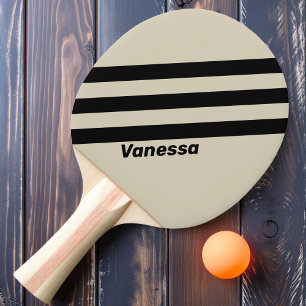 Retro Alabaster Three Stripes with Name Ping Pong Paddle