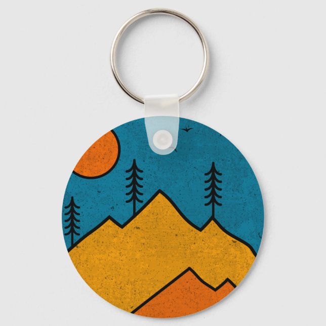Retro Alaska Anchorage Mountain Souvenir 80s Key Ring (Front)
