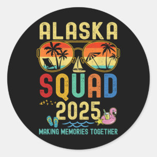 Retro Alaska Cruise Vacation 2025 Family Friends S Classic Round Sticker