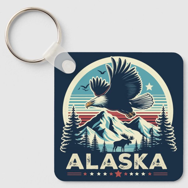Retro Alaska Key Ring (Front)