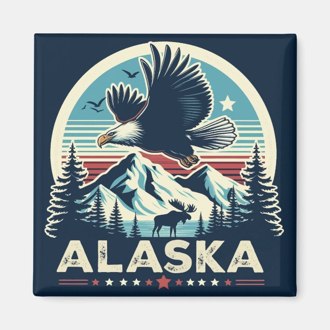 Retro Alaska Magnet (Front)