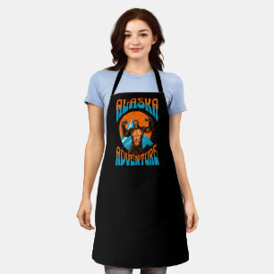 Retro Alaska Sasquatch Mountain Adventure Apron