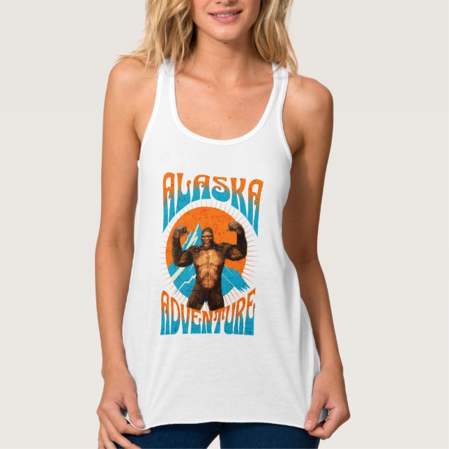 Retro Alaska Sasquatch Mountain Adventure Singlet (Front)