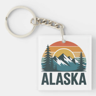 Retro Alaska Sunset Adventure  Key Ring