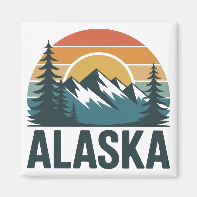 Retro Alaska Sunset Adventure  Magnet (Front)
