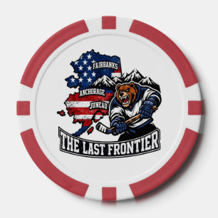 Retro Alaska The Last Frontier Ice Hockey Bear Map Poker Chips