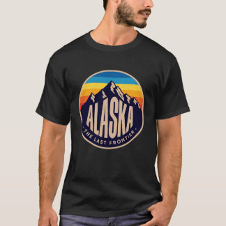 Retro Alaska The Last Frontier Mountain Badge T-Shirt