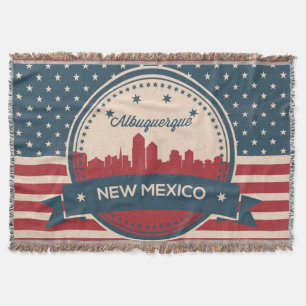Retro Alberquerque New Mexico Skyline Throw Blanket
