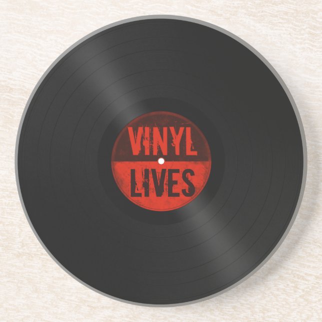Retro Album Vinyl Lives Coaster (Front)