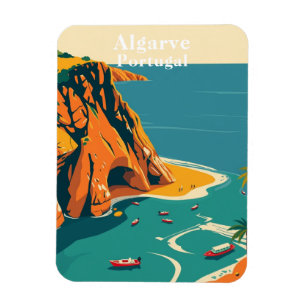 Retro Algarve Portugal Coastal Travel Souvenir Magnet