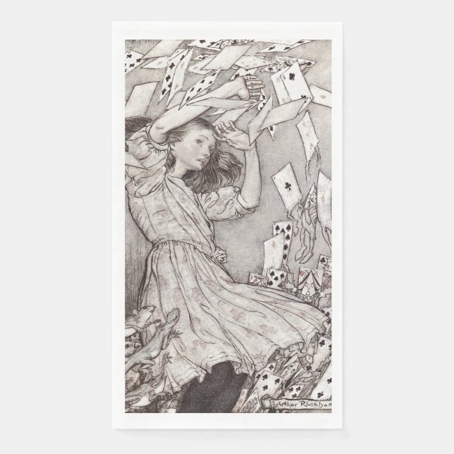 Retro Alice Falling Cards Victorian Design Napkin (Front)