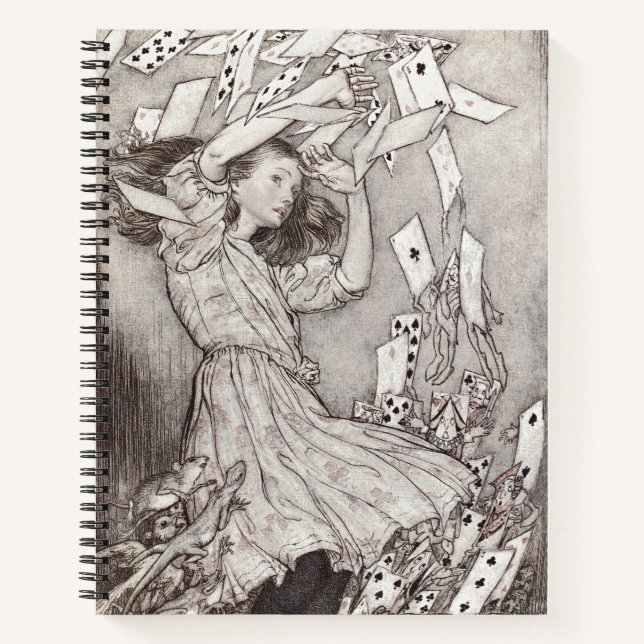 Retro Alice Falling Cards Victorian Design Notebook (Front)