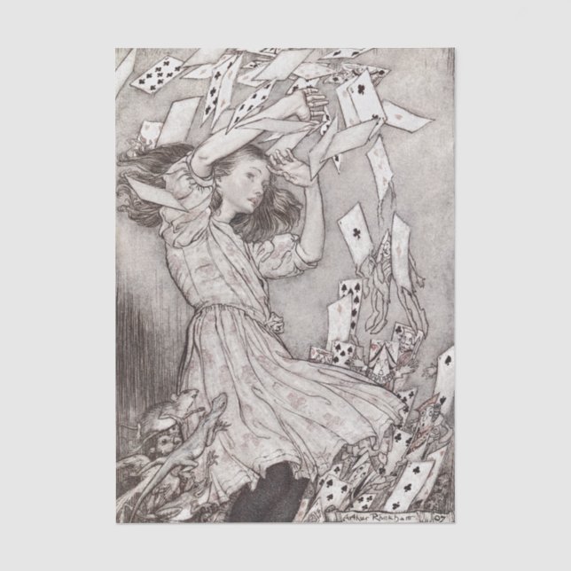 Retro Alice Falling Cards Victorian Design Tissue Paper (Front)