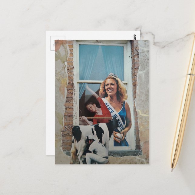 Retro Alice in Dairyland Collage  Postcard (Front/Back In Situ)