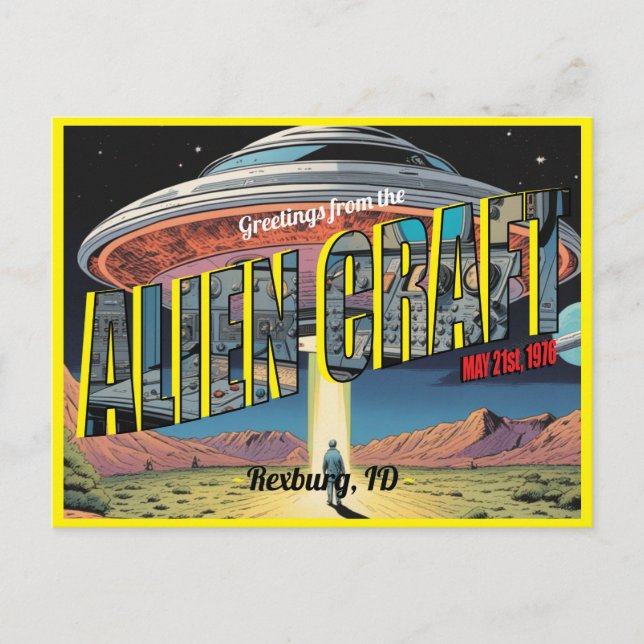 Retro Alien Craft Postcard (Front)