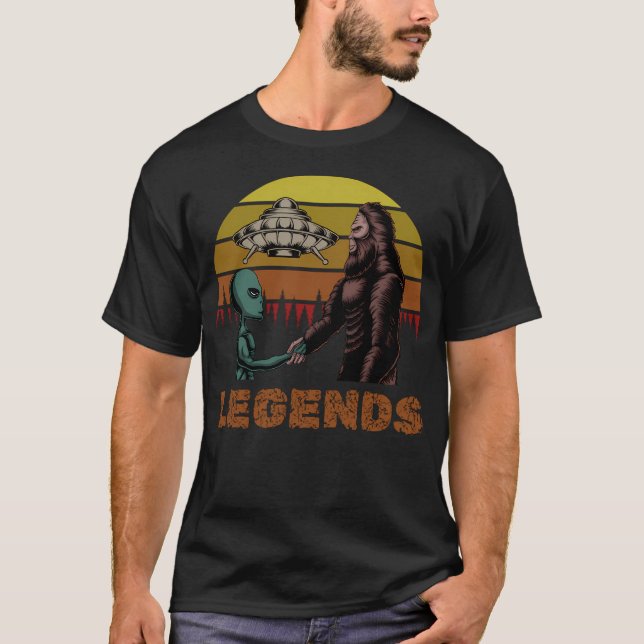 Retro Alien Sasquatch Legends T-Shirt (Front)
